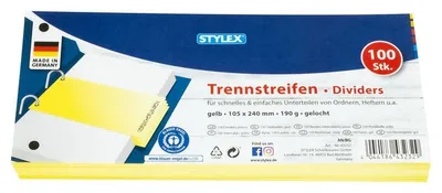Produktbild von Stylex Trennstreifen - 10,5 x 24 cm - gelb - 100 Stück