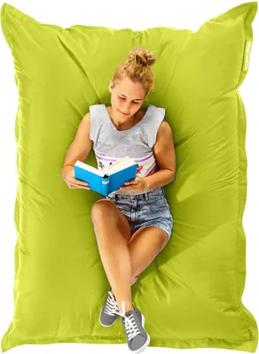Produktbild von Green Bean® Sitzsack "Square" 120x160cm mit 270 Liter EPS Perlen - Riesensitzsack für Kinder & Erwachsene - Hellgrün