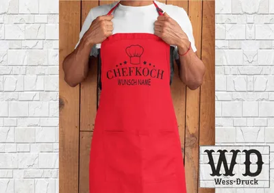 Produktbild von Grillschürze Kochschürze Chefkoch mit WUNSCHNAME Rot Schwarz
