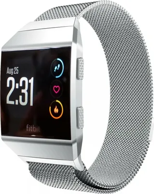 Produktbild von Strap-it Milanese Armband - Kompatibel mit Fitbit Ionic Armband Ersatzarmband Edelstahl - Magnetverschluss - Hochwertiges Material - für Armband Silber (M/L)