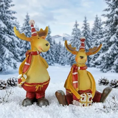 Produktbild von 2er Set Niedlicher Elch Zuckerstange / Geschenk - Weihnachtsdekoration