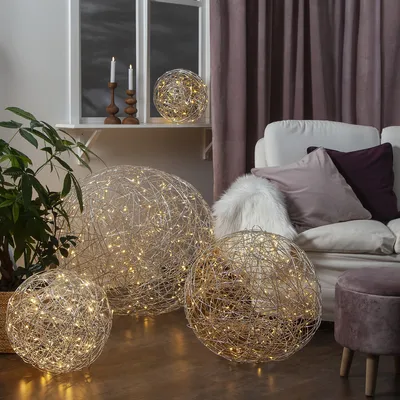 Produktbild von Star Trading LED-Kugel Trassel 3D Aluminium Ø37,5cm silber, Silber, IP44, 100 Glühbirne(n), LED, 3,6 W, Warmweiß