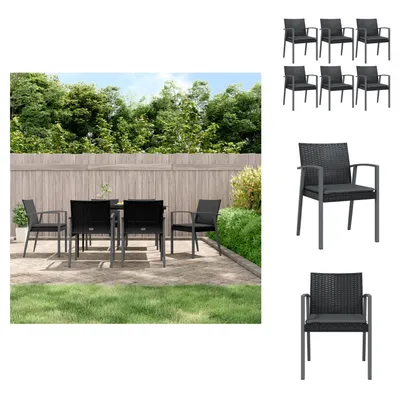 Produktbild von vidaXL Gartenstühle mit Kissen 6 Stk. Schwarz 56,5x57x83cm Poly Rattan -  Gartenstühle