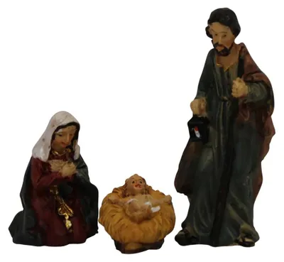 Produktbild von Krippenfiguren Heilige Familie 3-teilig Polyresin 5 cm Deko Weihnachten