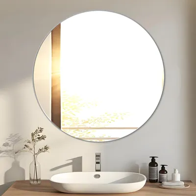Immagine prodotto di Specchio da bagno rotondo - Autoadesivo e senza cornice, diametro 40 cm