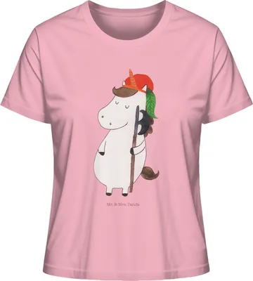 Produktbild von Mr. & Mrs. Panda Damen T-Shirt Einhorn Junge Größe XL - Baumwolle Pink - Geschenk, Kurzarmshirt, Unicorn, Basic Shirt, Oberteil, Sommershirt, Einhörner, Bube, Mittelalter