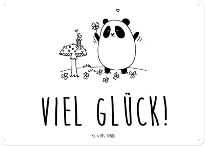 Produktbild von Mr. & Mrs. Panda tafel Panda Glück DIN A4 - Weiß - Geschenk, Türschild, Schild, wandtafel, Wandbild, Blechschild