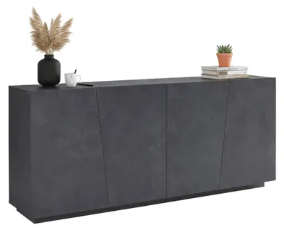 Produktbild von Kommode Dliguor, Küchen-Sideboard mit 4 Türen, Wohnzimmer-Buffet, 100% Italy, cm 200x43h86, Schiefer