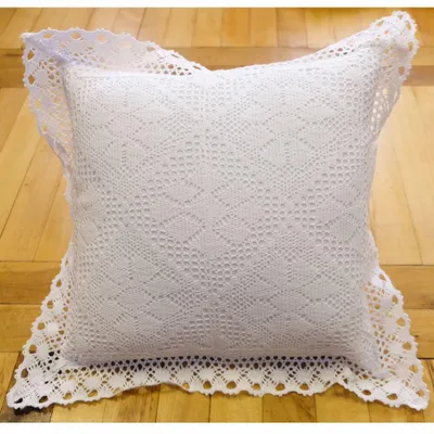 Immagine prodotto di Copricuscino bianco bordo uncinetto 40x40 cm misto cotone