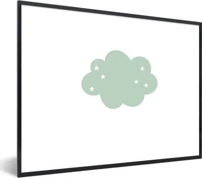 Produktbild von MuchoWow® Gerahmtes Poster Wolke - Mädchen - Jungen - Sterne - Pastell - Kind 40x30 cm - Poster mit Schwarzem Bilderrahmen Wandposter Rahmen Foto Bilder - Kunstposter - Wanddekorationen