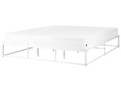 Obrázok produktu pre BELIANI Posteľ biela kovová 180 x 200 cm posteľný rám bez čela s roštom industriálny moderný štýl