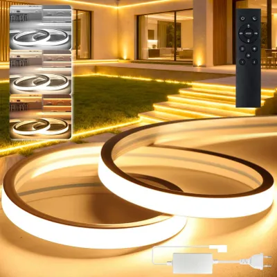 Productafbeelding van LED Strip 20M Dimbaar CCT Buiten; waterdicht IP65 met afstandsbediening voor slaapkamer