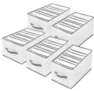 Produktbild von Omgoods – 5-teiliges Aufbewahrungssystem – Kleiderschrank-Organizer – Faltbar – Robustes Nylon – 40 x 25 x 20 cm – Geeignet für Schubladen – Kleideraufbewahrung