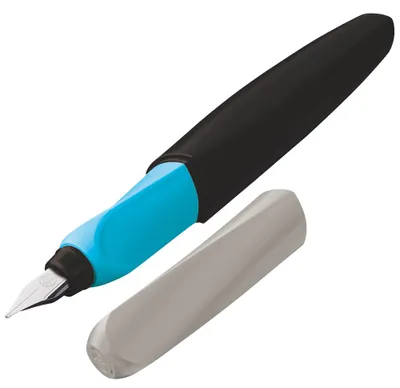 Zdjęcie produktu dla Pelikan Twist Color Blocking, Czarny, Szary, System napełniania nabojem, Niebieski, Średni, Oburęczny, Pudełko