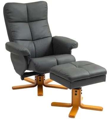 Image de Fauteuil - Fauteuil à bascule - Fauteuil relax - Repose-pieds - Revêtement en similicuir - Dossier réglable à 145°