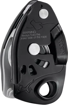Neox Sicherungsgerät von Petzl; schwarz; für Klettern; mit Bremsmechanismus.
