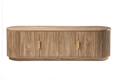 Immagine prodotto di Calicosy - Mobile TV 4 ante effetto rovere, frontali a listelli arrotondati L160 cm - ACHILLE