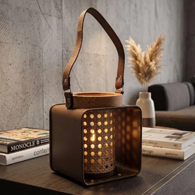 Obrázok produktu pre Lampáš z hnedého dreva 16x13x20 cm