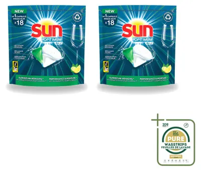 Produktbild von 2 x Sun Optimum All-in-1 Geschirrspültabs - Zitrone - Vorratspackung - 2 Stücke