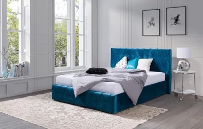 Produktbild von Klassisches Samt Velvet Doppel Design Bett Luxus Design Betten Doppel Türkis