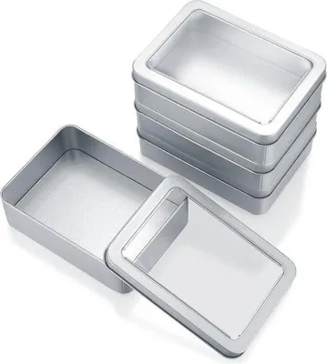 Immagine prodotto di Allecto Premium - Set di 4 mini scatole metalliche - Scatole portaoggetti rettangolari color argento - Ideali per dolciumi e regali - 12,5 x 9 x 3,5 cm