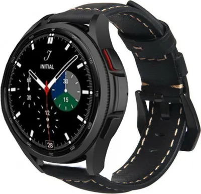 Produktbild von Strap-it Samsung Galaxy Watch 4 Classic 42mm Lederarmband (Schwarz)