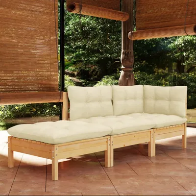 Image de Ensemble salon de jardin avec coussins pin massif Meubles de jardin Lounges groupe de sièges Outdoor