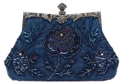 Productafbeelding van CORIOS Vintage handtasje uit de jaren '20, bloemenmotief, clutch, dames, handgemaakt, met parels