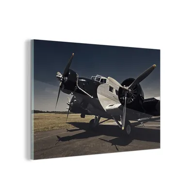 Obrázok produktu pre MuchoWow® Sklenené obrazy - Obrazy na stenu - Foto na skle Historické lietadlo JU 52 120x80cm Nástenná dekorácia zo skla - akrylový sklenený obraz - akrylové