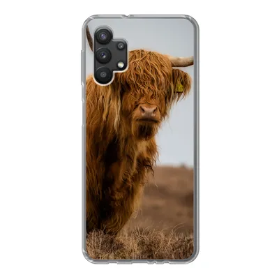 Produktbild von MuchoWow® Handyhülle Schutzhülle Hülle für Samsung Galaxy A32 5G Schottischer Highlander - Düne - Gras Silikon Softcase Handy Hülle - Softcase