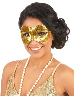 Produktbild von Pailletten Halbmaske Glitzermaske gold - Einheitsgröße