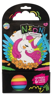 Produktbild von Malbuch „Einhorn“ mit 5 Neonstiften, 40 Seiten