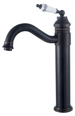 Immagine prodotto di Miscelatore monocomando per lavabo, nero, in ottone, con rotazione a 360°