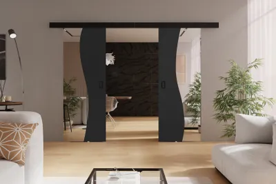 Produktbild von KIER FURNITURE Doppelwandige Schiebetüren mit Spiegeln FALA DUO - 152x205x1,6 cm - Graphit