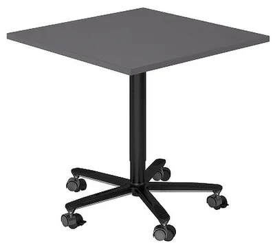 Produktbild von Beistelltisch Säulenhubtisch Besprechungstisch schwarz 80 x 80 cm G = Graphit-mit Rollen