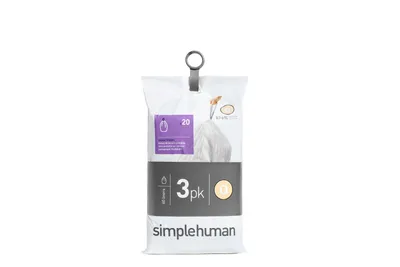 Produktbild von simplehuman Passgenaue Müllbeutel 3 x 20 Pack (60 Beutel), Code Q, 50-65 Liter; CW0264