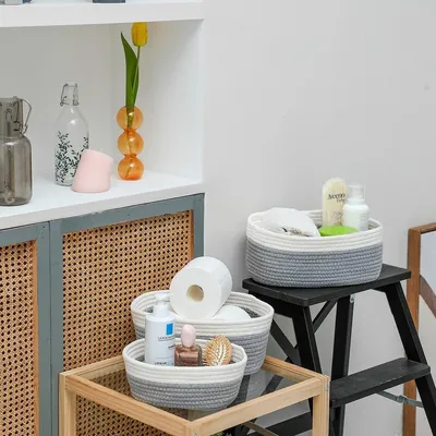 Produktbild von RHP 3-teiliges Aufbewahrungskorb-Set I Aufbewahrungsbox Organizer Kiste Box Korb Grau