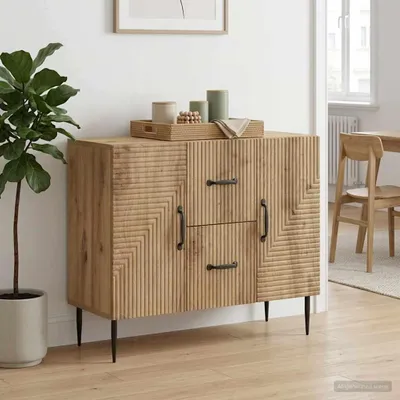 Imagen del producto de Maison Exclusive - Aparador artesanal de roble, 89 x 34,5 x 60 cm, fabricado en material de madera