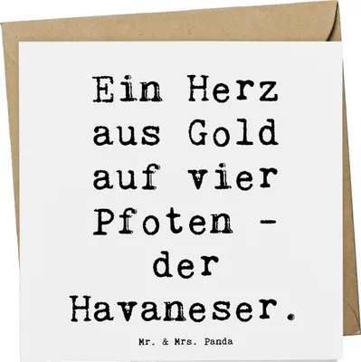 Produktbild von Mr. & Mrs. Panda Grußkarte Spruch Goldherz Havaneser - Weiß - Geschenk, doppelkarte, Glückwunschkarte, vier Pfoten, hypoallergen, Pflege, Hund, anlasskarte, Hunderassen