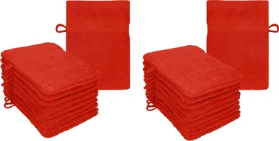 Produktbild von Betz 20 Stück Waschhandschuhe 16x21 cm PREMIUM 100% Baumwolle  Farbe: rot
