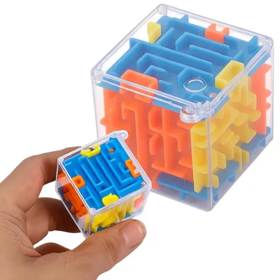Zdjęcie produktu dla Kostka 3d cube labirynt kulkowy gra logiczna zręcznościowa kieszonkowa układanka dla dzieci i dorosłych 4x4x4