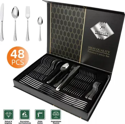 Produktbild von BESTECKSET 48 TEILIG Fš¹R 12 PERSONEN BESTECK ESSBESTECK TAFELBESTECK EDELSTAHL