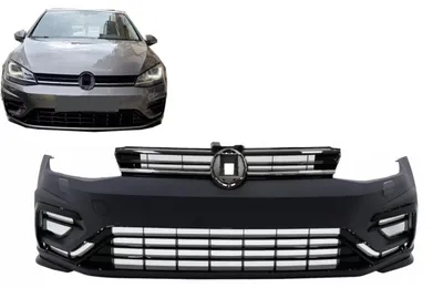 Productafbeelding van Stootstanggrille voor de VW Golf VII 7, modeljaren 2013-2017, 7.5 (facelift), met R-Line design.