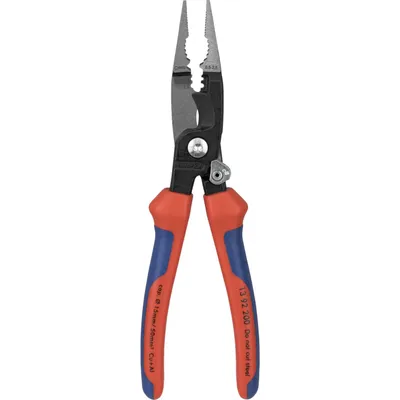 Produktbild von Knipex Elektro-Installationszange Länge 200mm schwarz atramentiert Kopf poliert mit Öffnungsfeder - 13 92 200