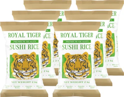 Produktbild von Royal Tiger Sushireis, 6x 2kg, Reis für Sushi, Risottoreis, Rundkornreis