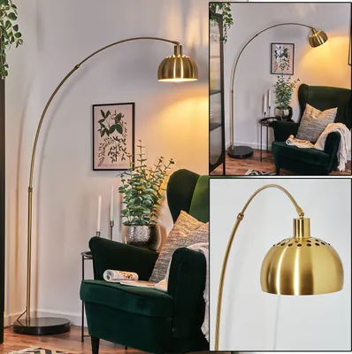 Produktbild von Gavirate Stehlampe aus Metall in Schwarz/Messing gebürstet/Gold mit Marmorfuß