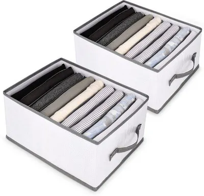 Immagine prodotto di Unyqoos® Organizer pieghevoli per armadi, set da 2 – ciascuno con 9 scomparti, in PVC con inserti in PP, dimensioni 32 x 25 x 17 cm, con maniglie, salvaspazio per cassetti e armadi