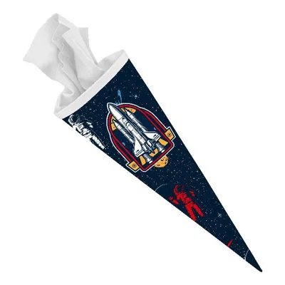 Produktbild von itenga Schultüte Zuckertüte 70cm rund Weltraum Filzverschluss weiß