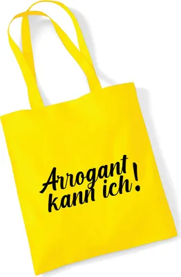 Produktbild von Huuraa Jutebeutel Arrogant kann ich Schriftzug 10 Liter Yellow Baumwolle Tasche Geschenkidee
