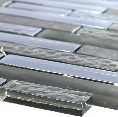 Produktbild von Glas Stein Edelstahl Mosaik Wilmont Schwarz Silber